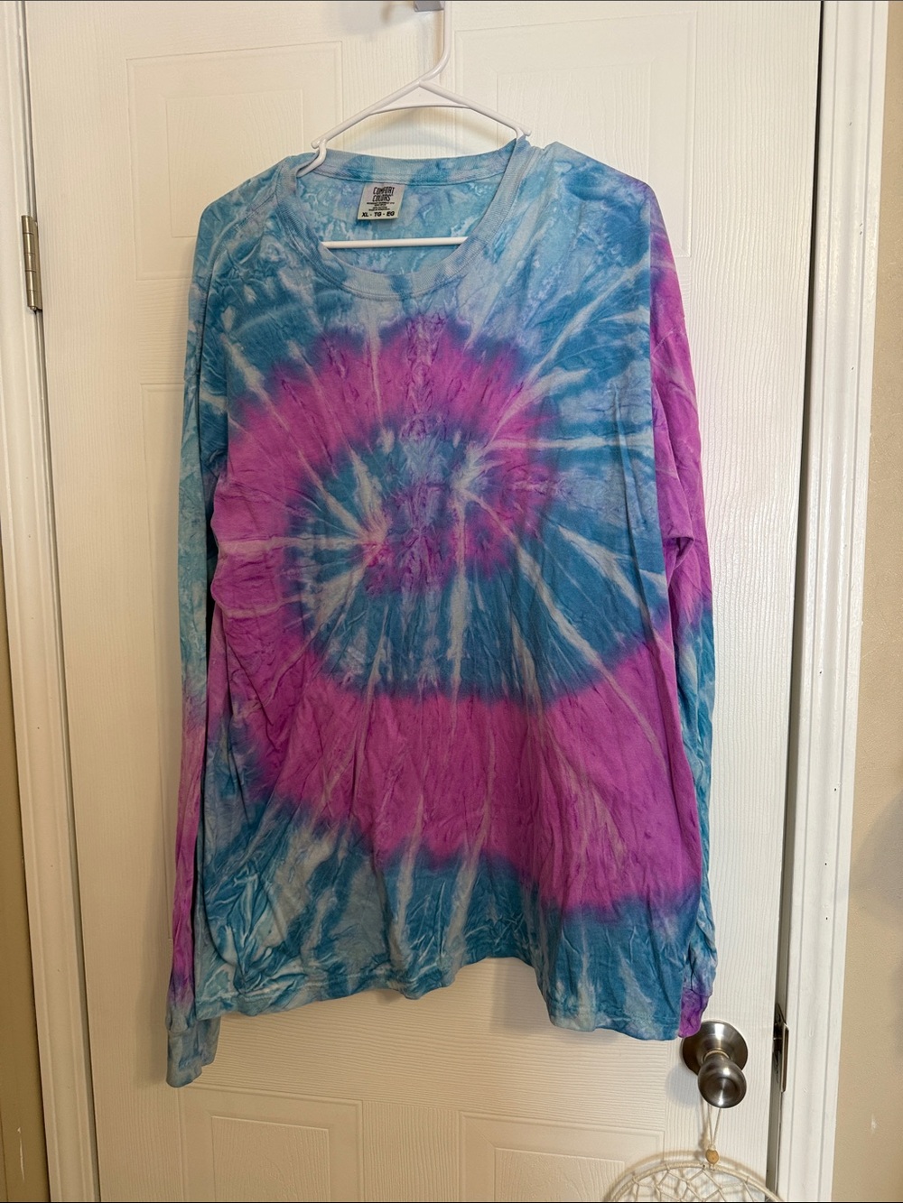 Comfort Colors Tie-Dye Long Sleeve Top in Blue & Purple